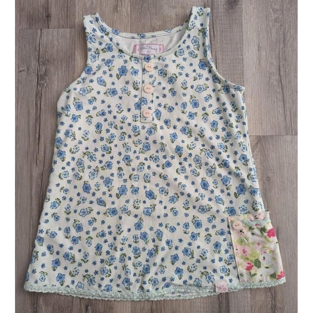 SweetHoney Floral Sleeveless Button Dress/ Nightgown Size 6 Girls (k5)